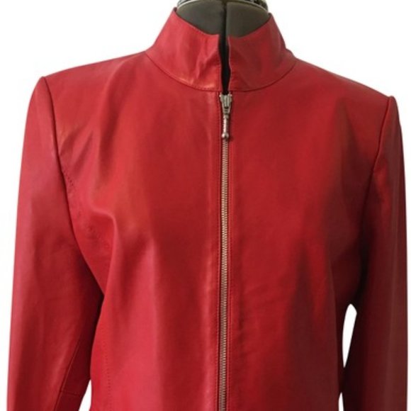 Austin Reed Jackets & Blazers - AUSTIN REED Red Leather Jacket NWT Women's Size 12